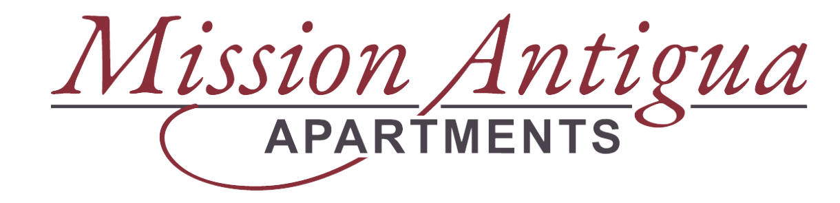 The image is a logo for Mission Antigua Apartments.